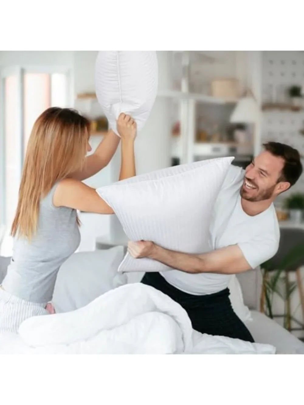 Queen Size Goose Down Feather Pillows Set of 2 - Soft, Luxurious Comfort